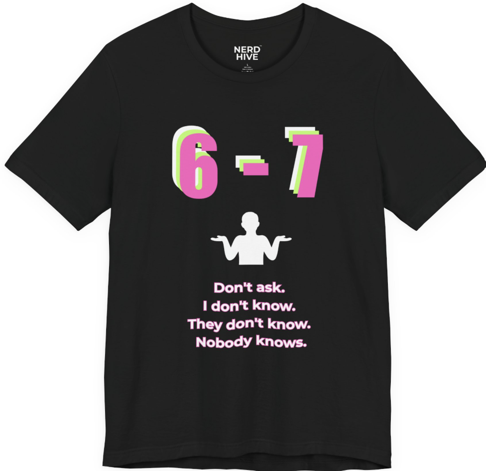 Brain Rot shirt design: 6-7 Dictionary 2025 Word of the Year Nobody Knows meme tee