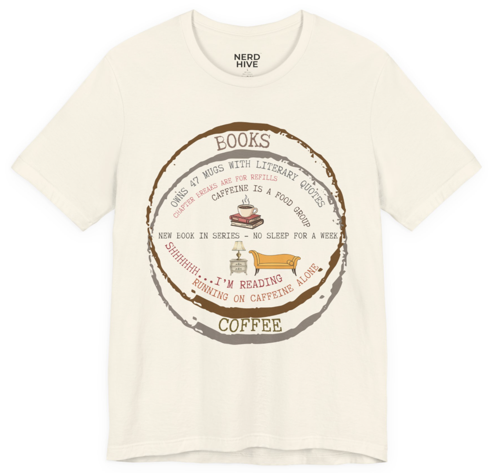 Books and Coffee Venn Diagram Nerd Fusion shirt