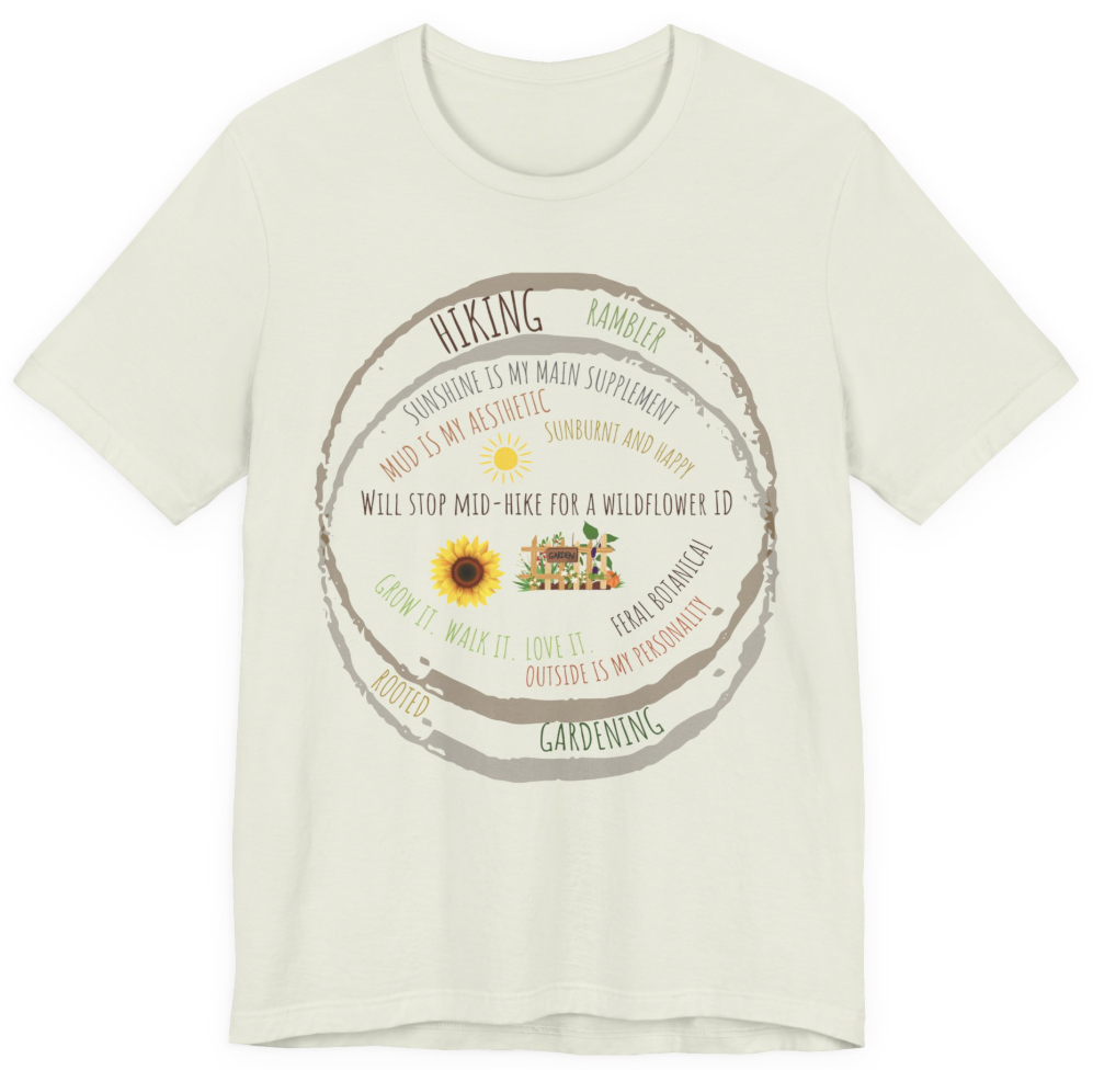Hiking and Gardening Venn Diagram Nature Lover shirt
