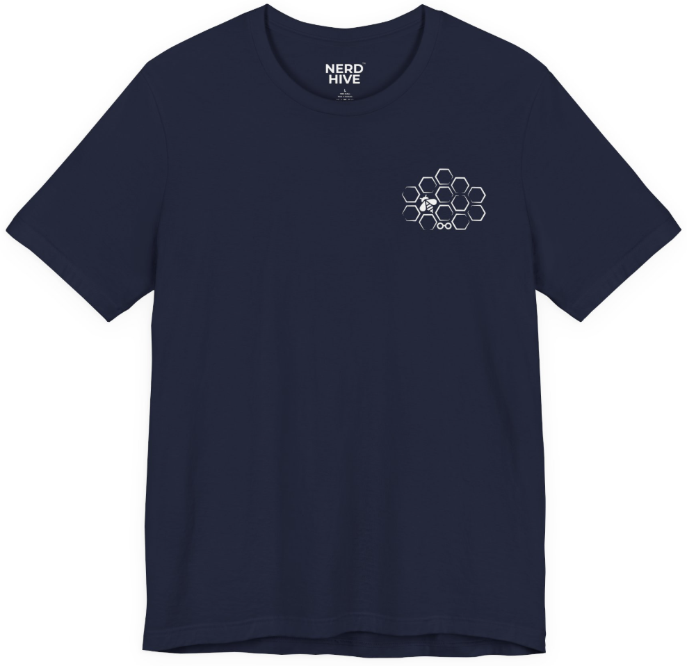 Nerd Hive Essentials Icon Tee with small right chest logo