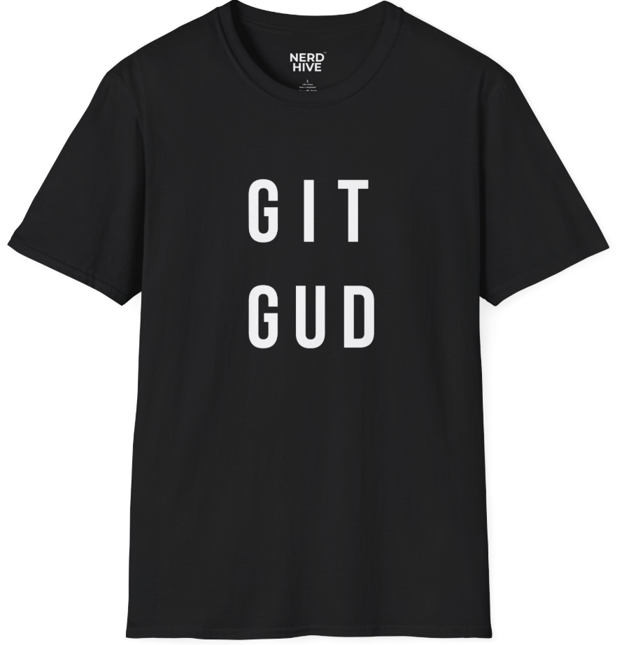 Git Gud gaming shirt dark colors mockup