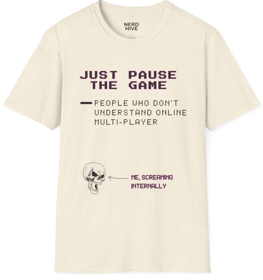 Just Pause the Game gaming shirt light colors mockup