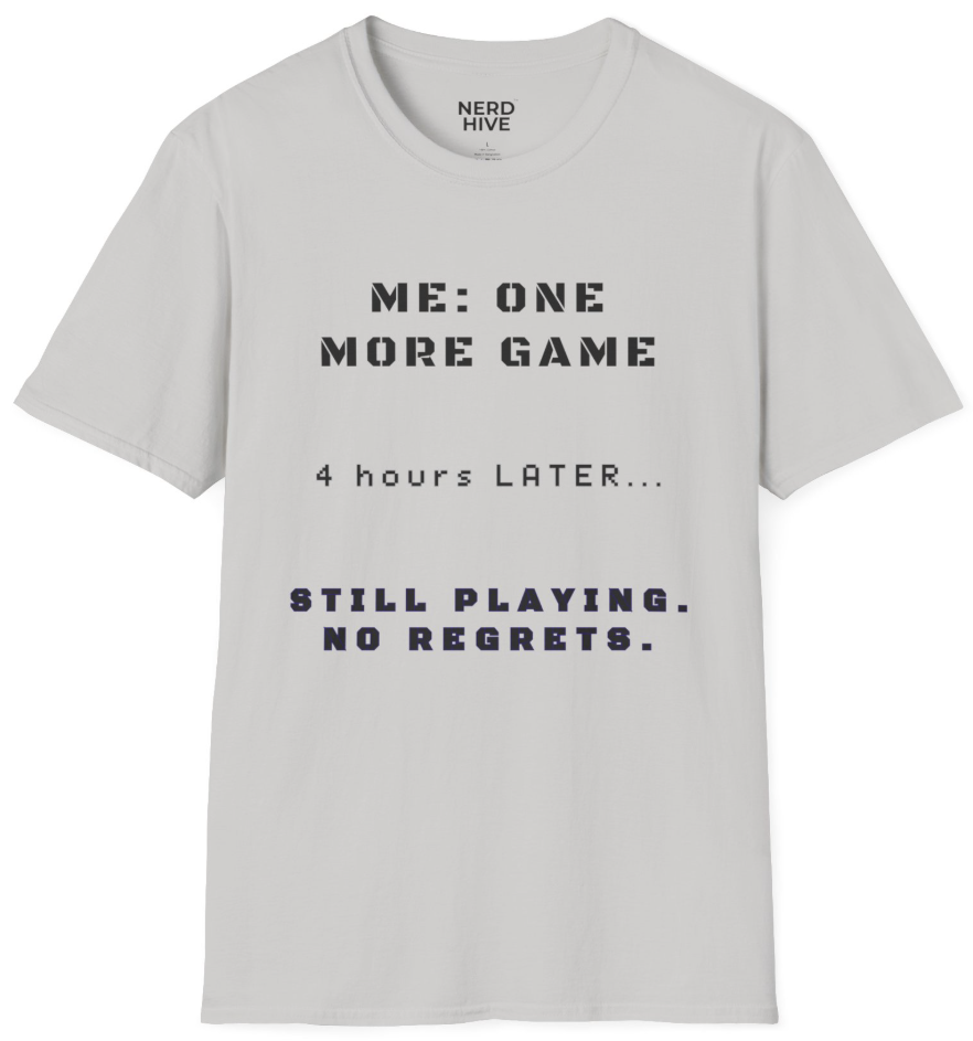 One More Game gaming shirt light colors mockup