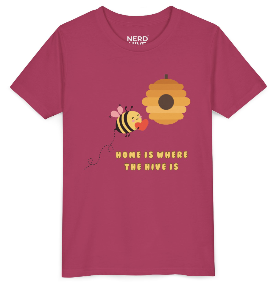 Home is Where the Hive Is bee design kids size tee
