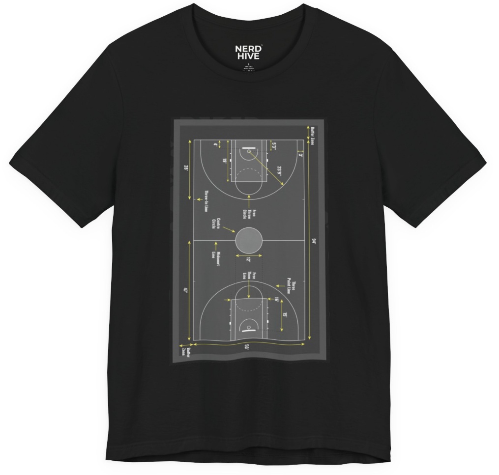 Sports Nerd shirt: Basketball Court Blueprint Hooper Schematic IYKYK Basketball Tee